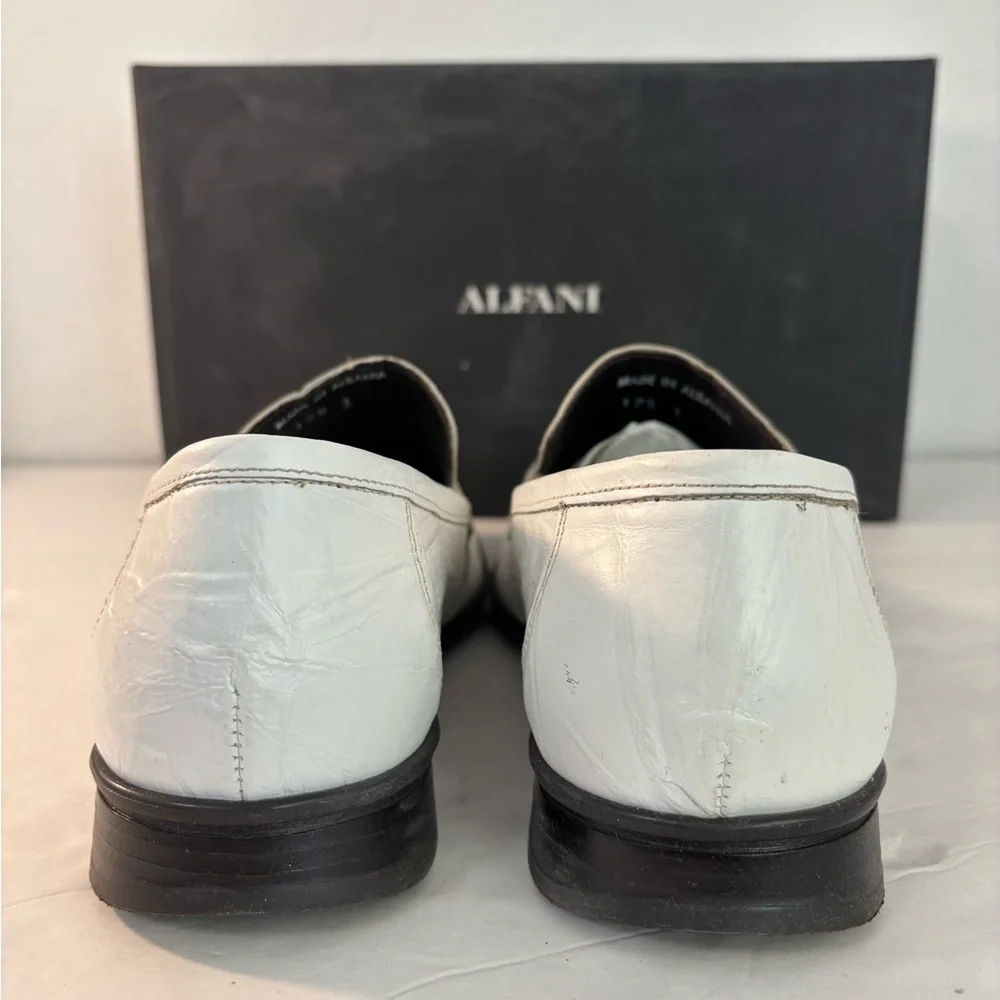 ALFANI Daytona White Leather Slip-on Shoes Size 7